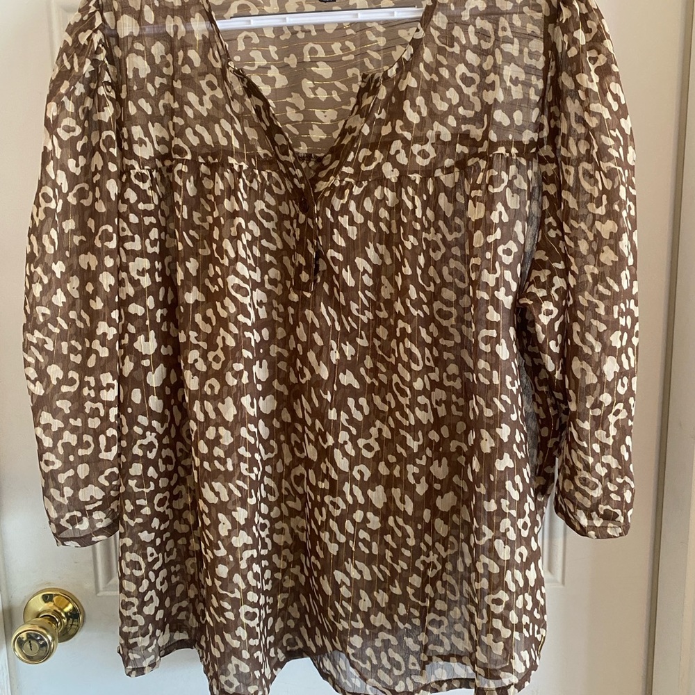 Chic Leopard Print Sheer Blouse